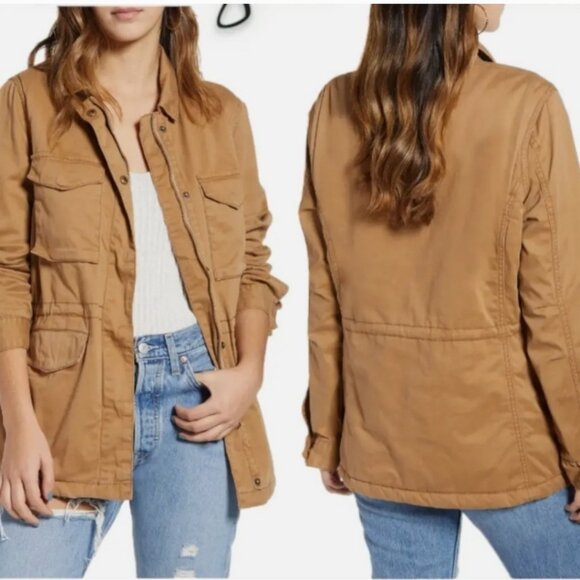 🆕Thread & Supply Canvas Utility Barn Jacket Sherpa Lined Cargo Boho Women Small - Picture 1 of 12